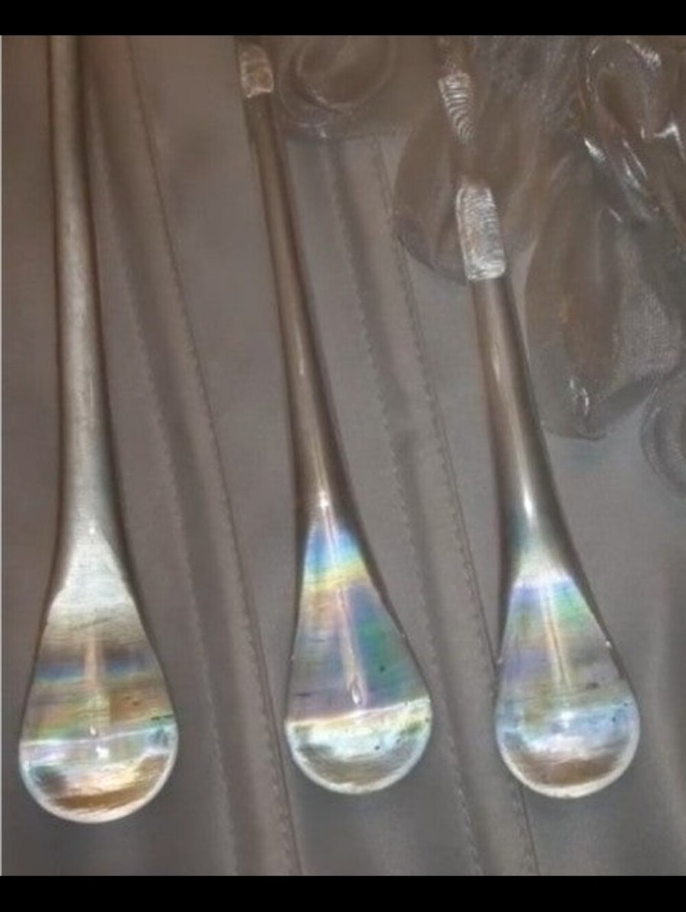 Three Murano Style Glass Iridescent Teardrops Chandelier Pieces Suncatcher - Picture 9 of 11